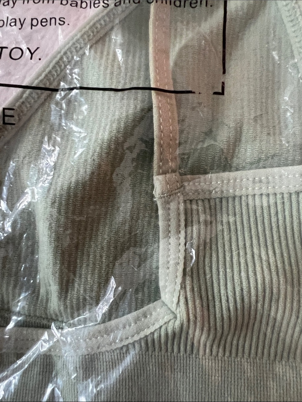 Light Green Ribbed V-Neck Bralette - Picture 4 of 4
